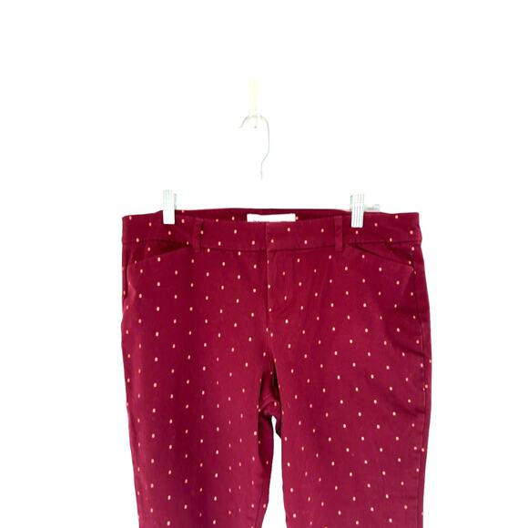 Old Navy Burgundy Rose Gold Polka Dot Mid-Rise Pixie Ankle Pants Size 14 Petite - Picture 5 of 14